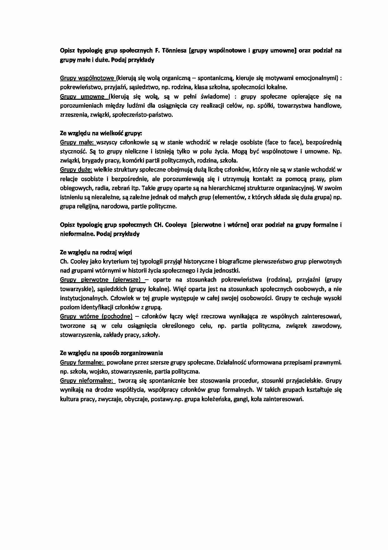 Typologia grup społecznych - strona 1