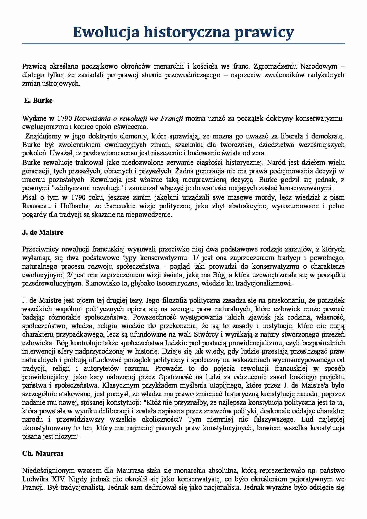 Ewolucja historyczna prawicy - strona 1