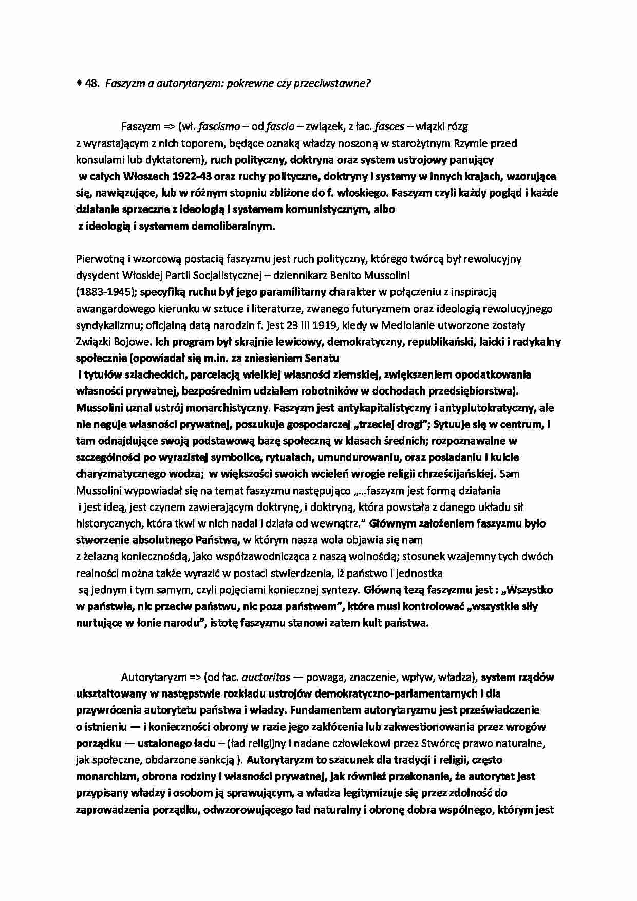Faszyzm a autorytaryzm - porównanie  - strona 1