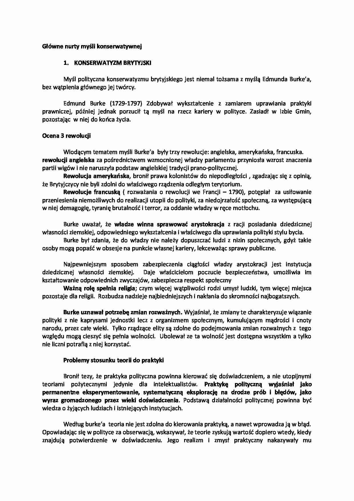 Główne nurty myśli konserwatywnej w Polsce  - strona 1