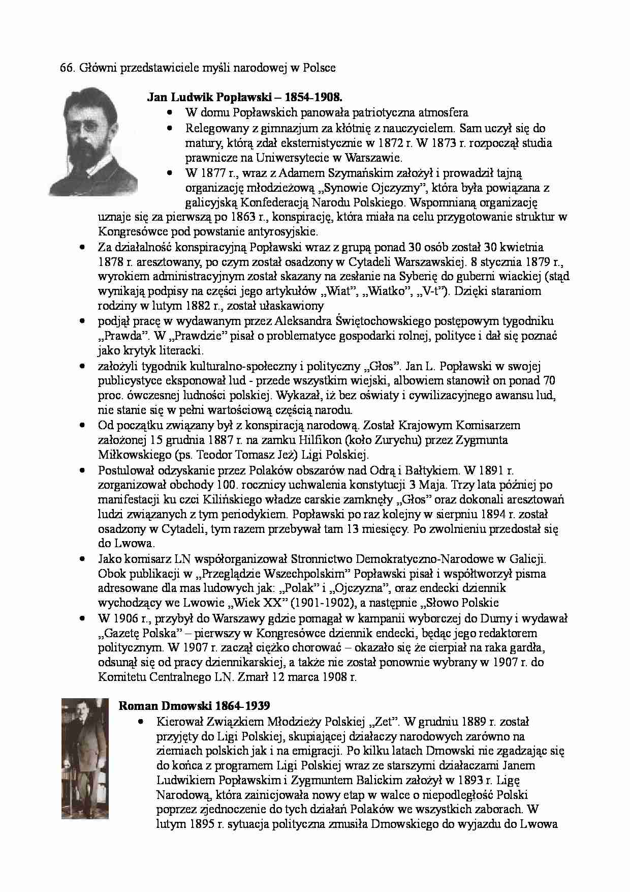 Przedstawiciele myśli narodowej w Polsce - strona 1