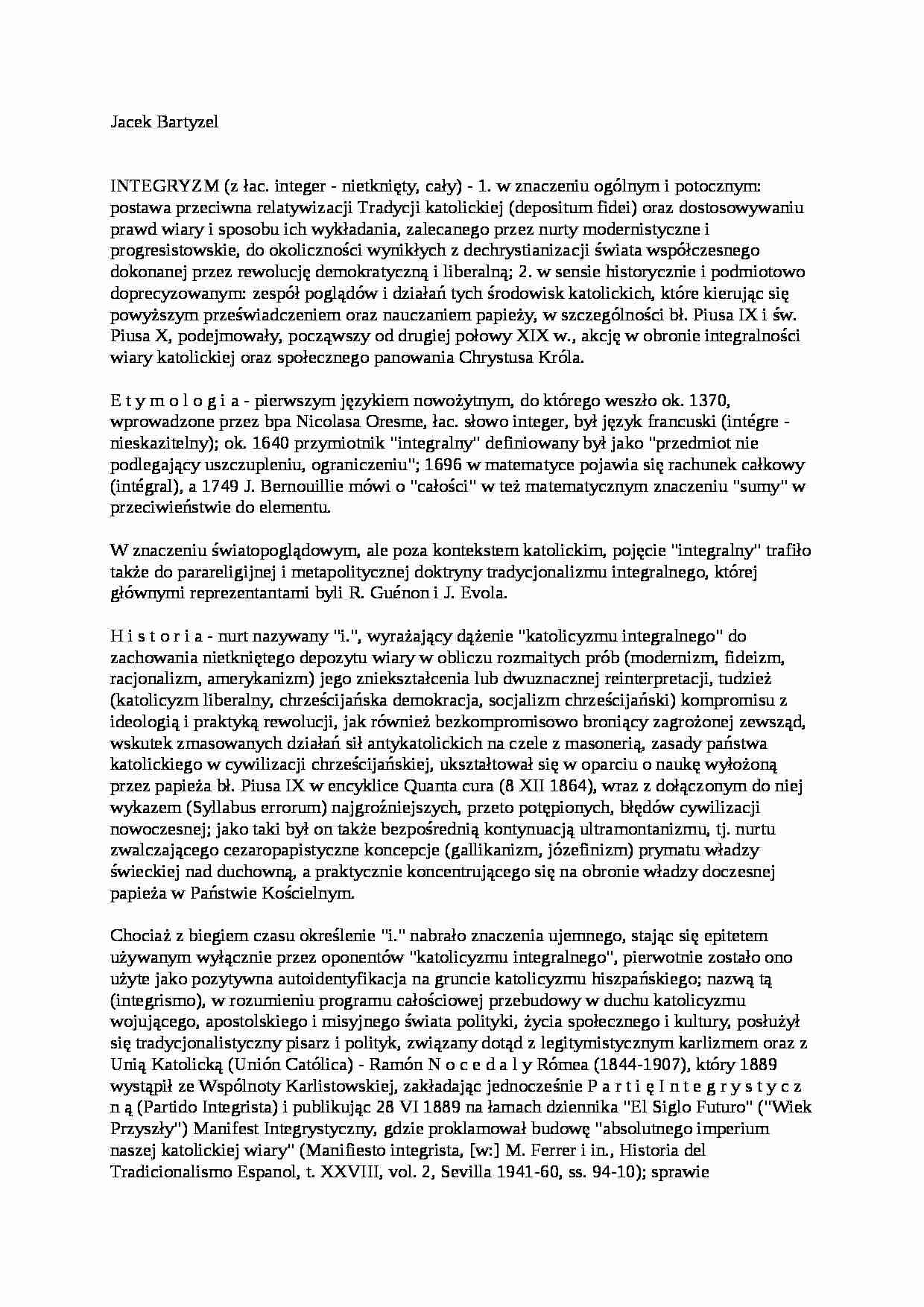 Integryzm - opracowanie - strona 1