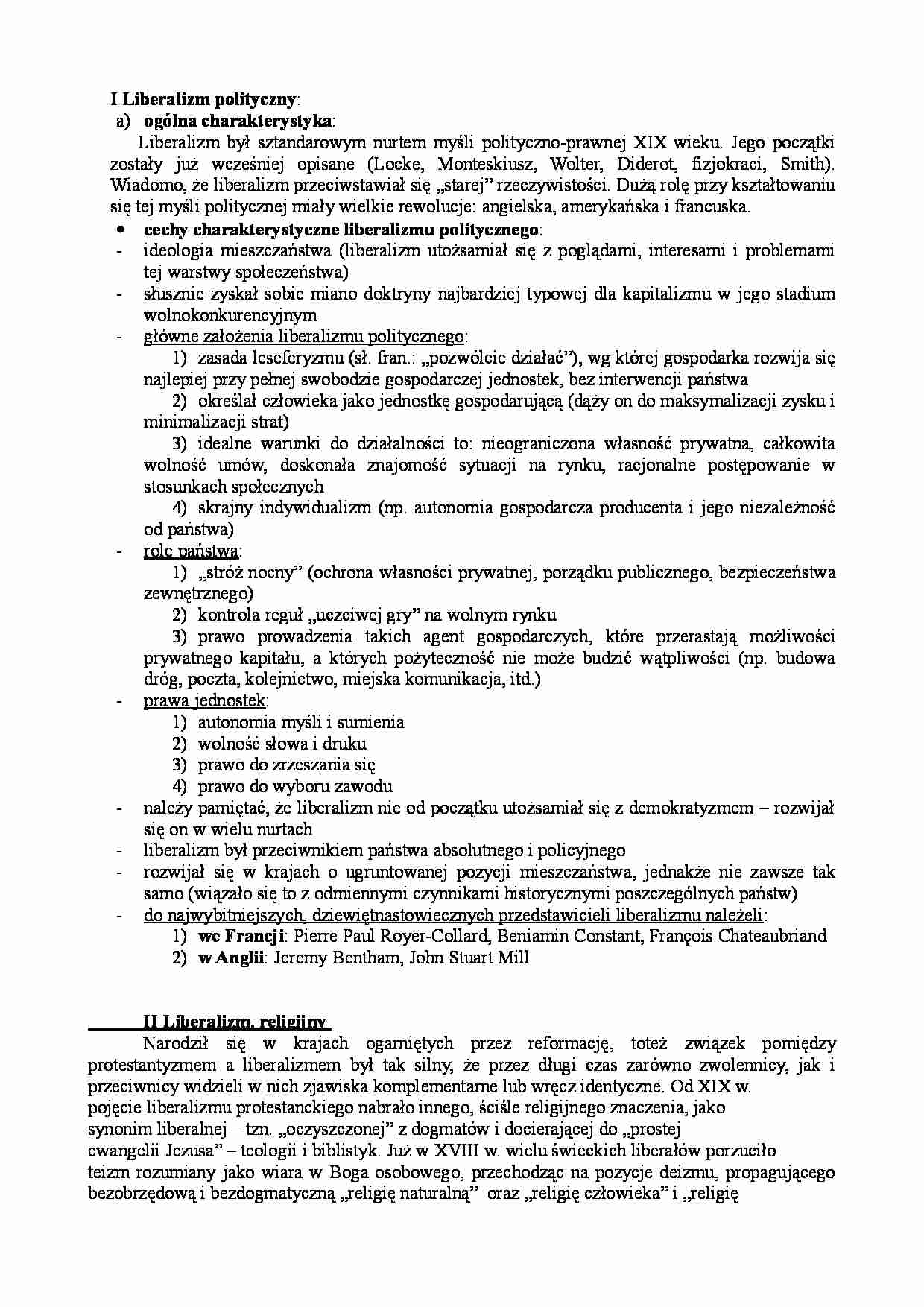 Liberalizm: rodzaje - strona 1