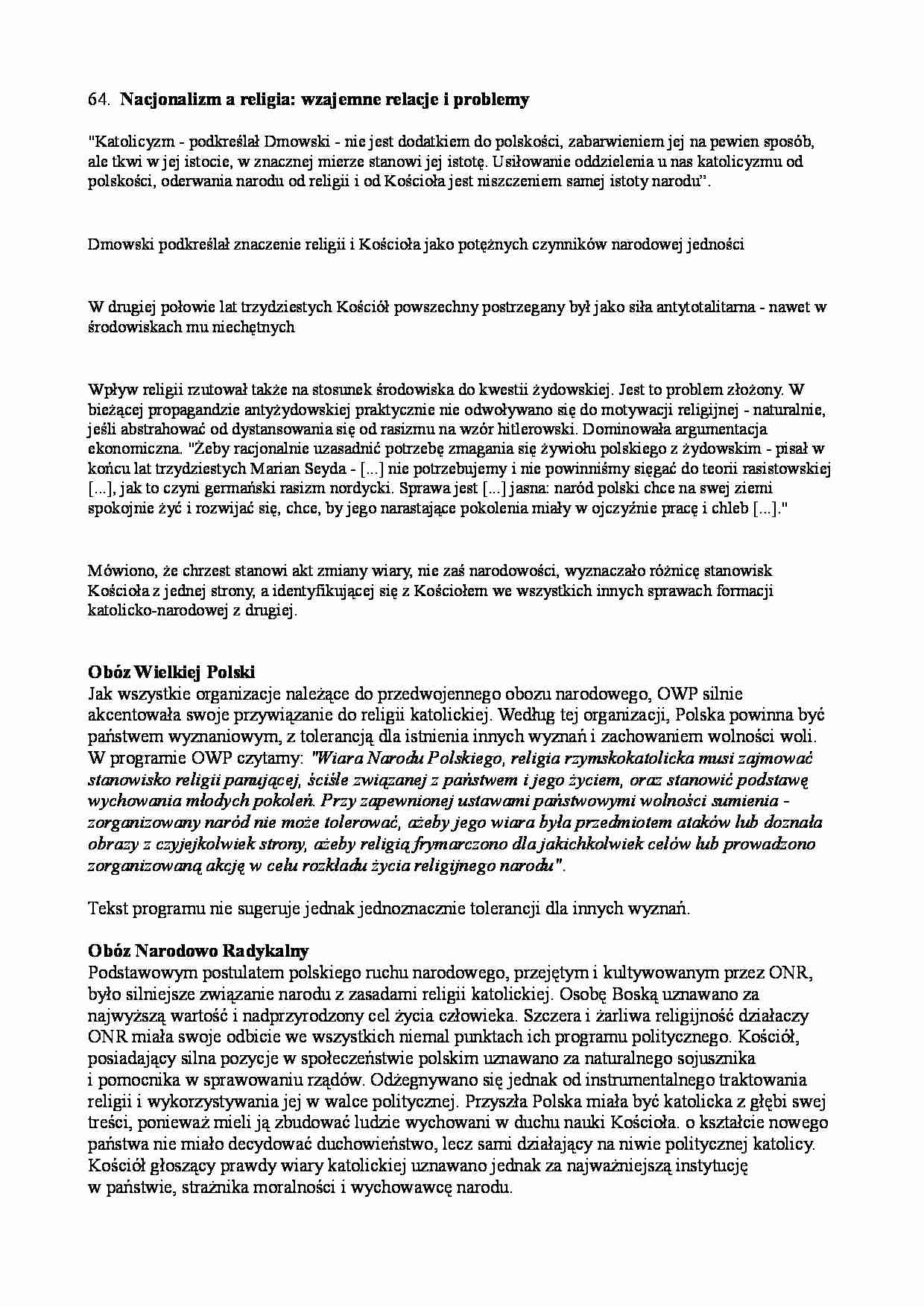 Nacjonalizm a religia: wzajemne relacje  - strona 1
