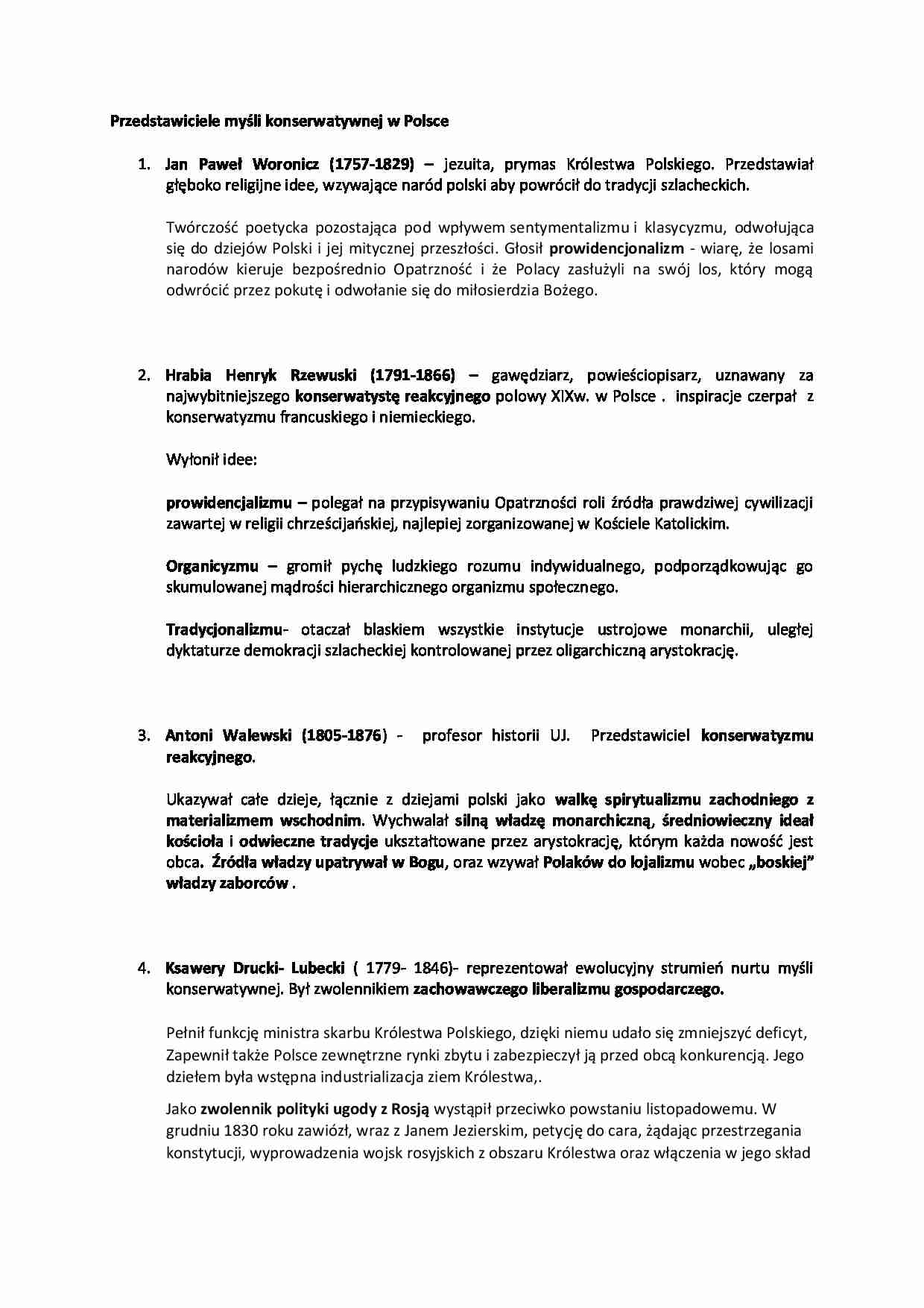 Przedstawiciele myśli konserwatywnej w Polsce - strona 1