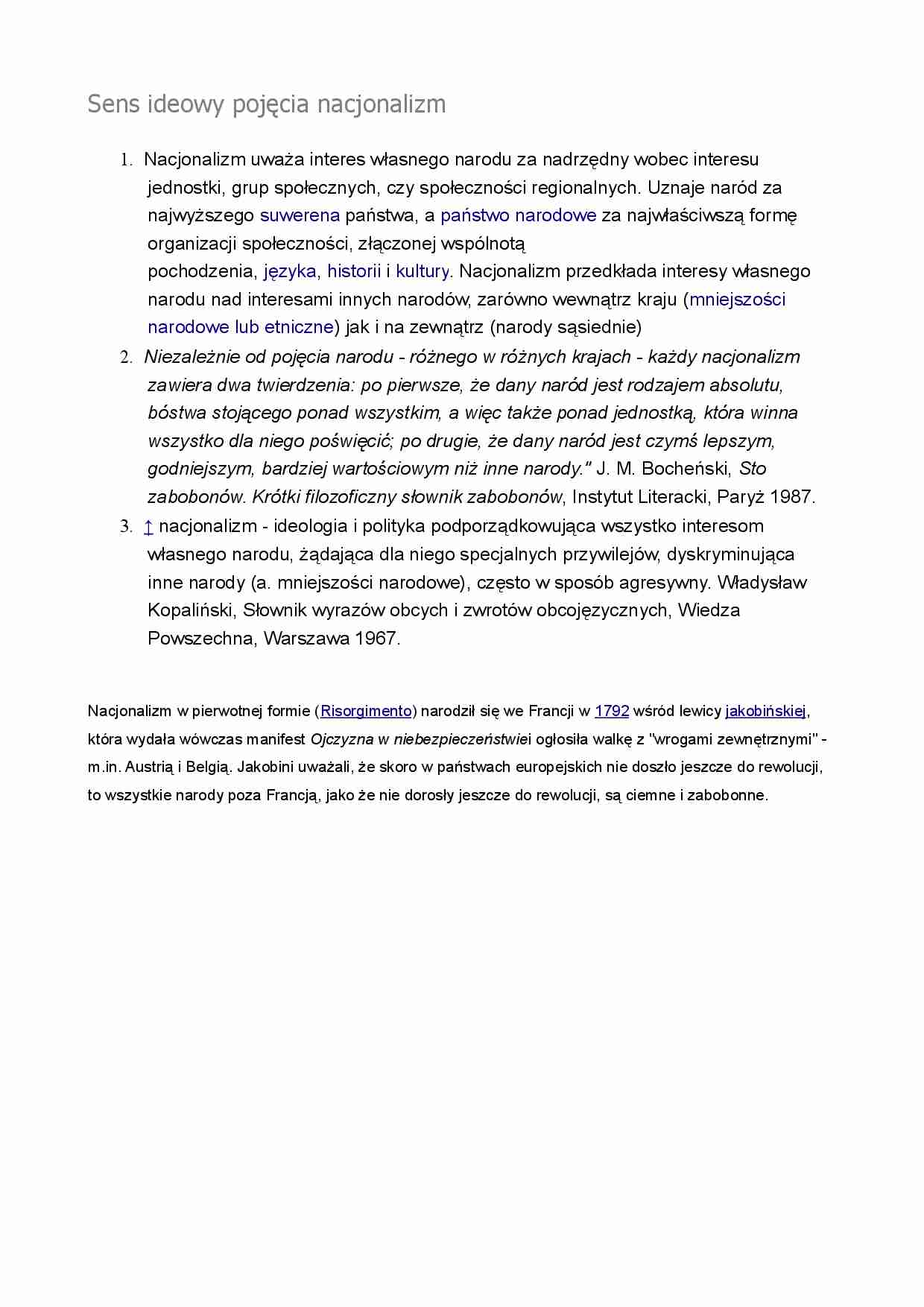 Sens ideowy pojęcia nacjonalizm - strona 1