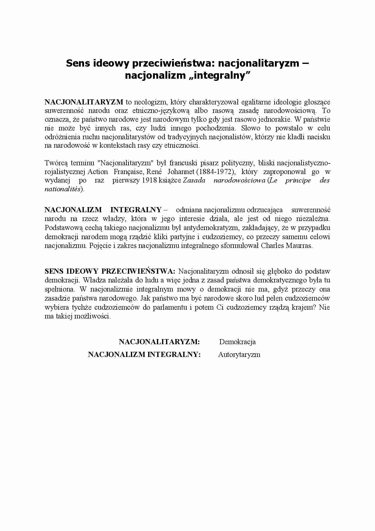 Nacjonalitaryzm a nacjonalizm integralny - strona 1
