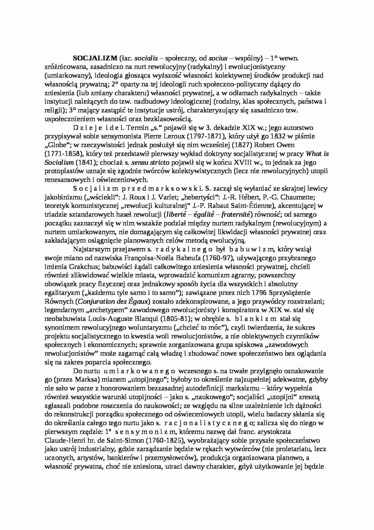 Socjalizm-opracowanie - strona 1