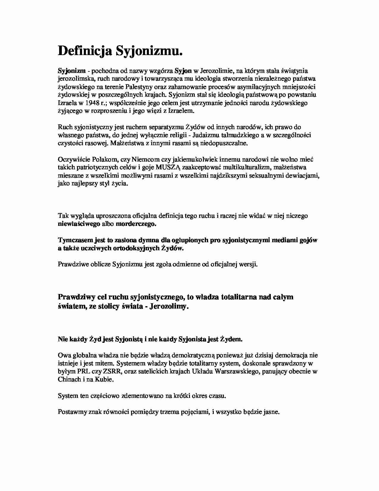 Syjonizm - opracowanie cz.2 - strona 1
