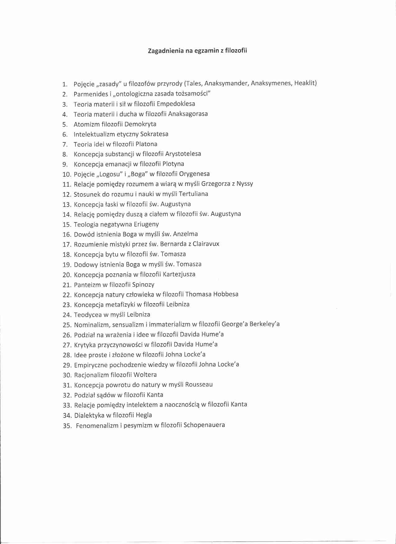 Filozofia - zagadnienia egzaminacyjne  - strona 1