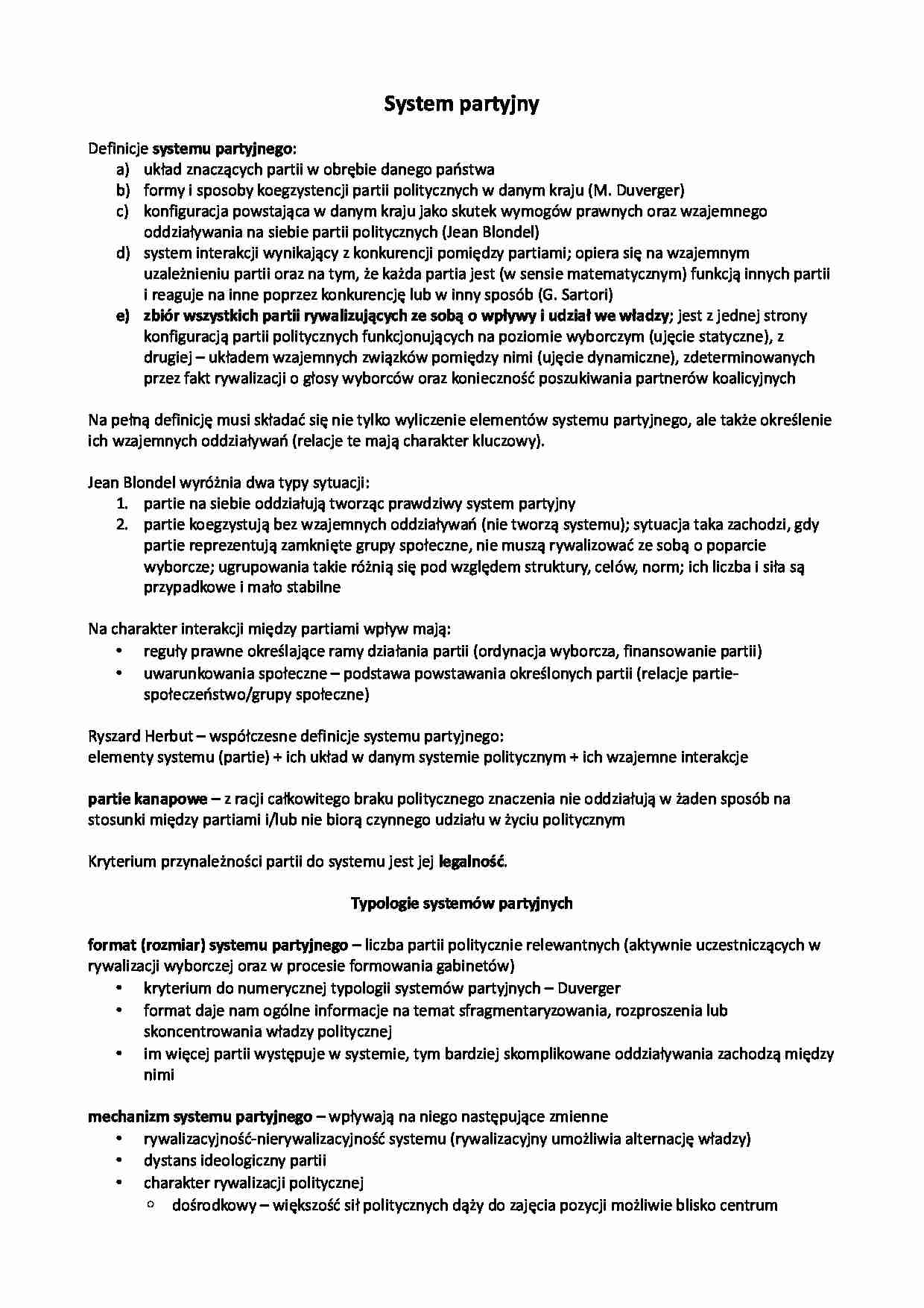 System partyjny - definicja  - strona 1