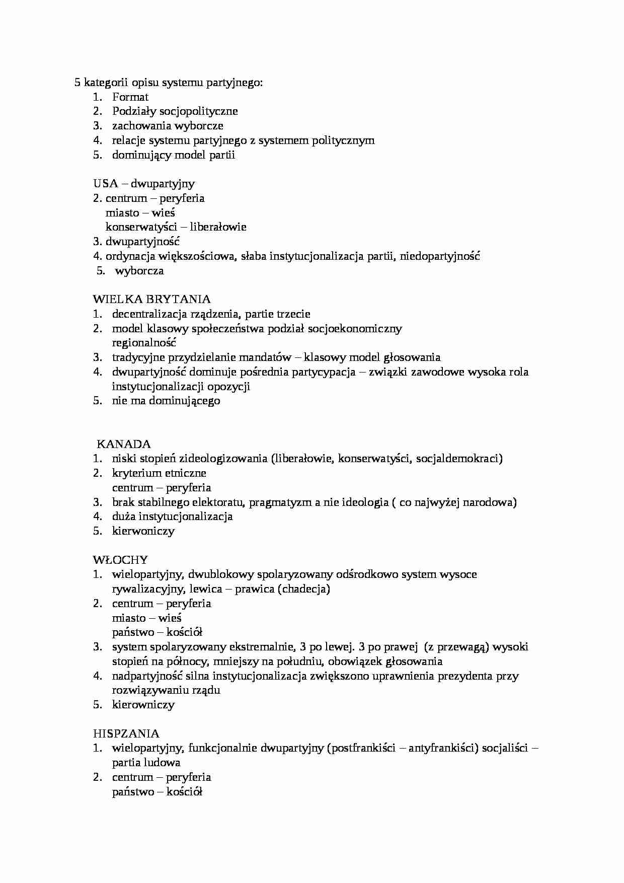 Systemy partyjne wybranych państw  - strona 1