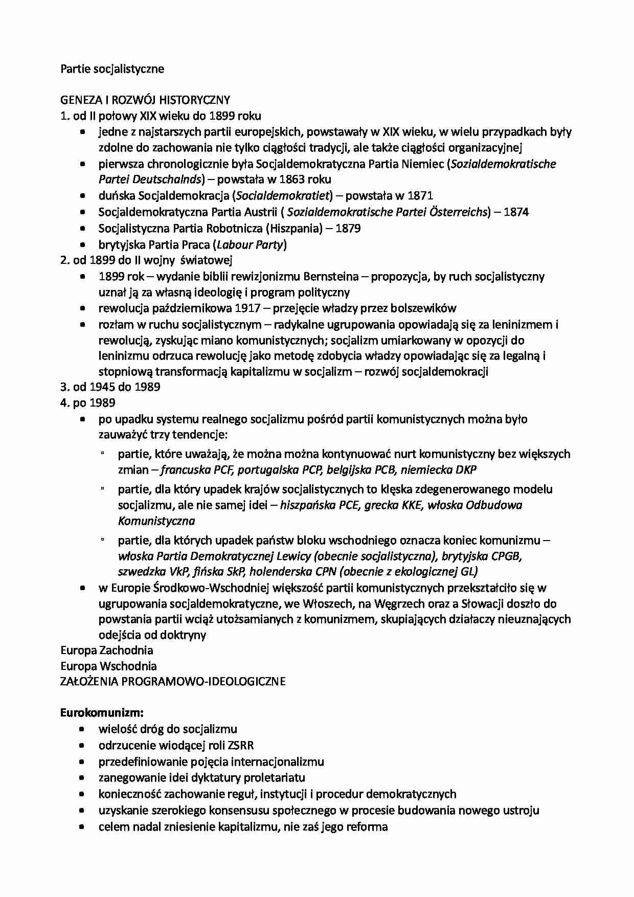 Partie socjalistyczne - strona 1