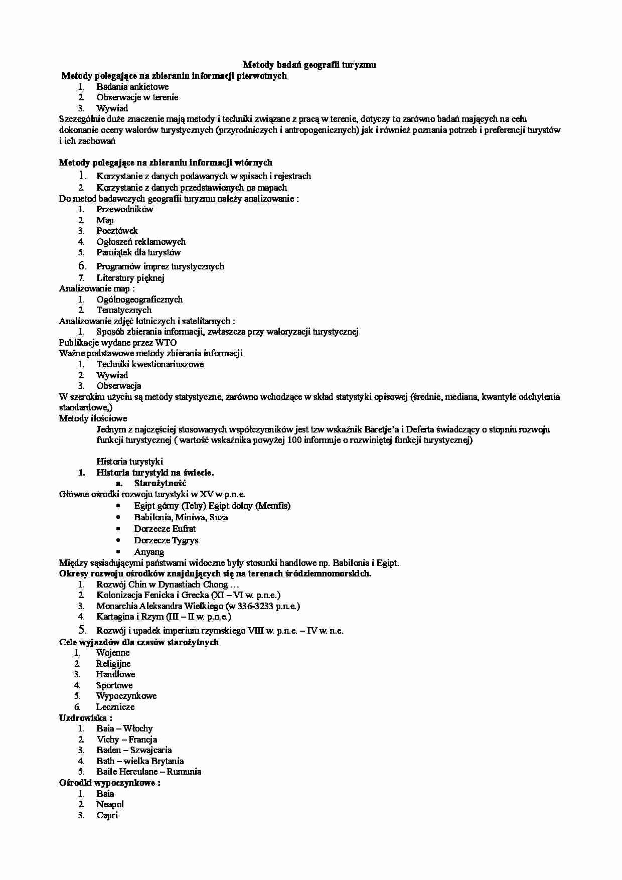 Metody badań geografii turyzmu - strona 1