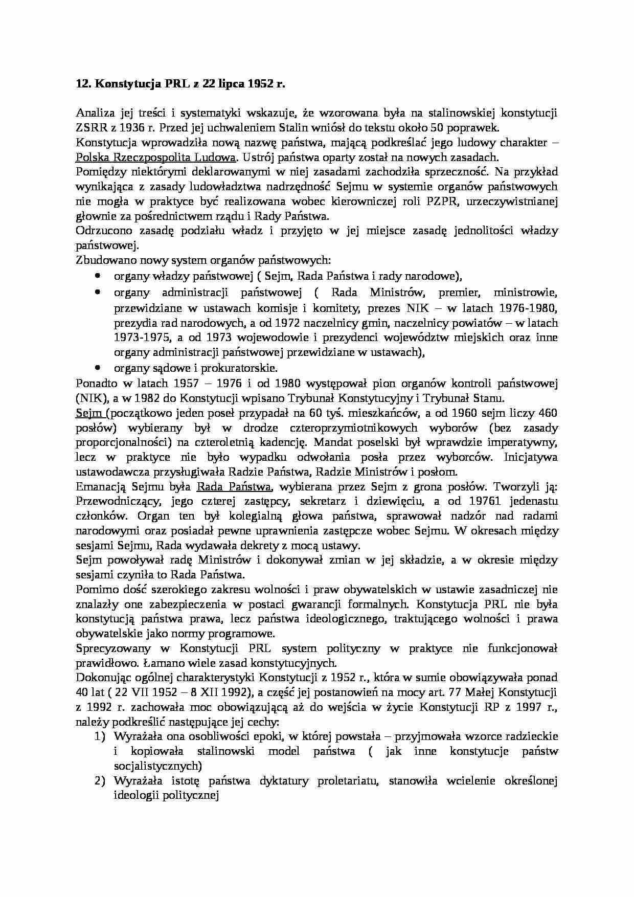 Konstytucja PRL z 22 lipca 1952 r. - strona 1