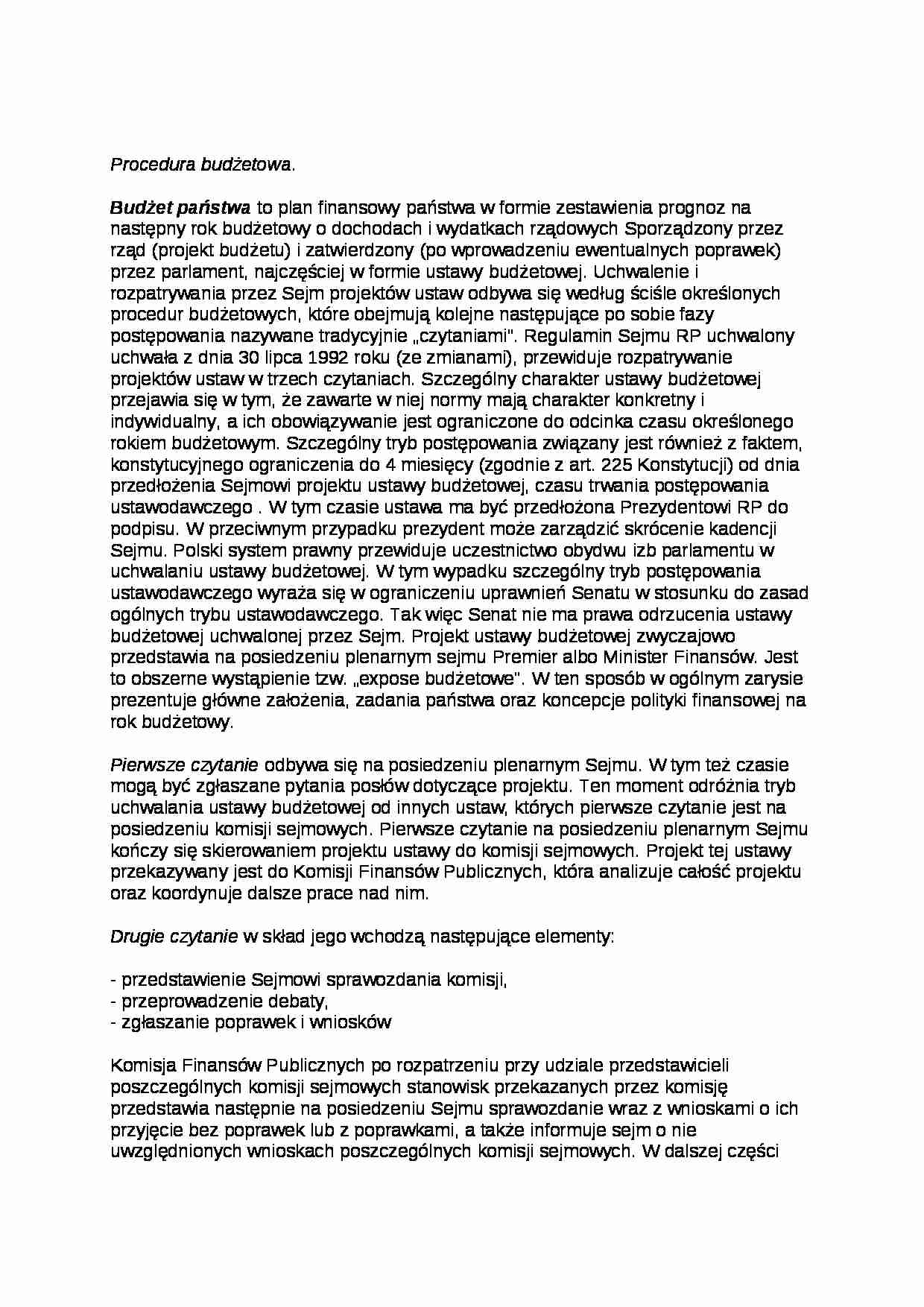 Procedura budżetowa - strona 1