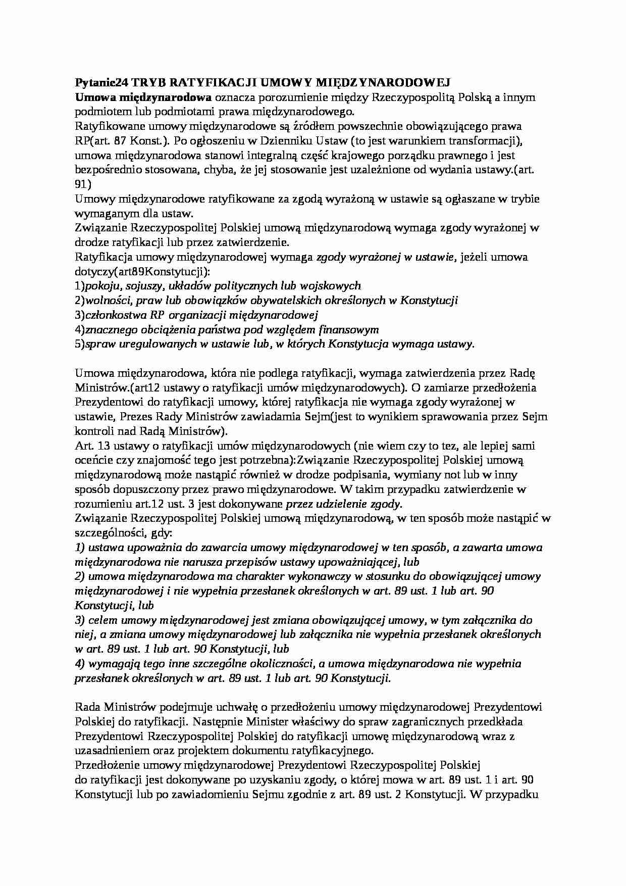 Tryb ratyfikacji umowy międzynarodowej  - strona 1