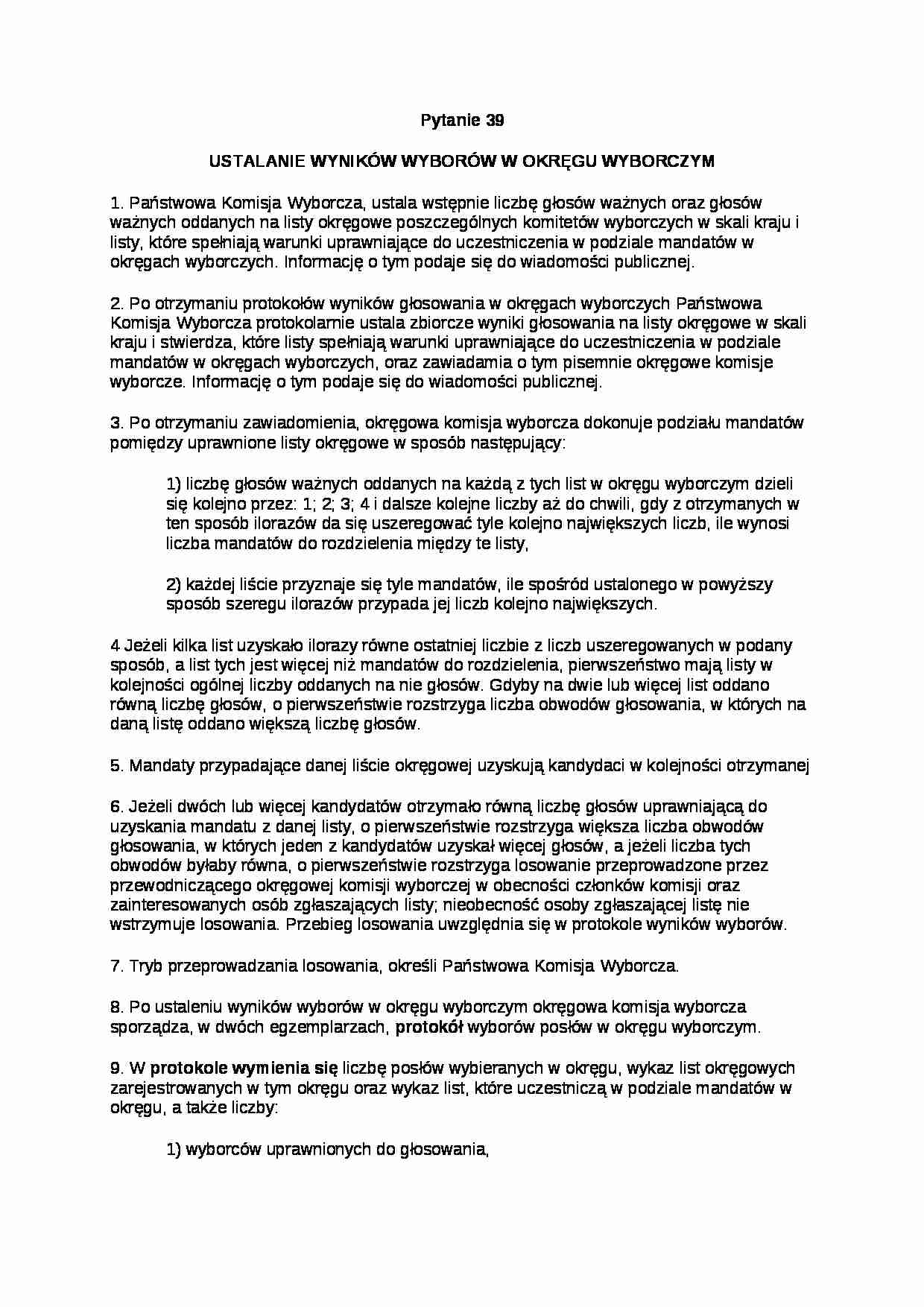 Wyniki wyborów w okręgu wyborczym  - strona 1