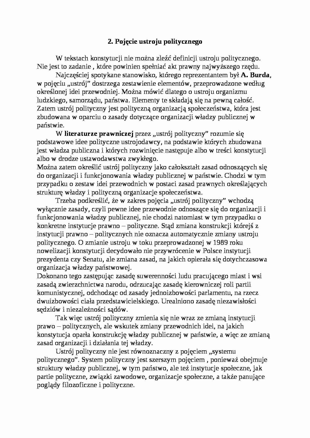 Pojęcie ustroju politycznego  - strona 1