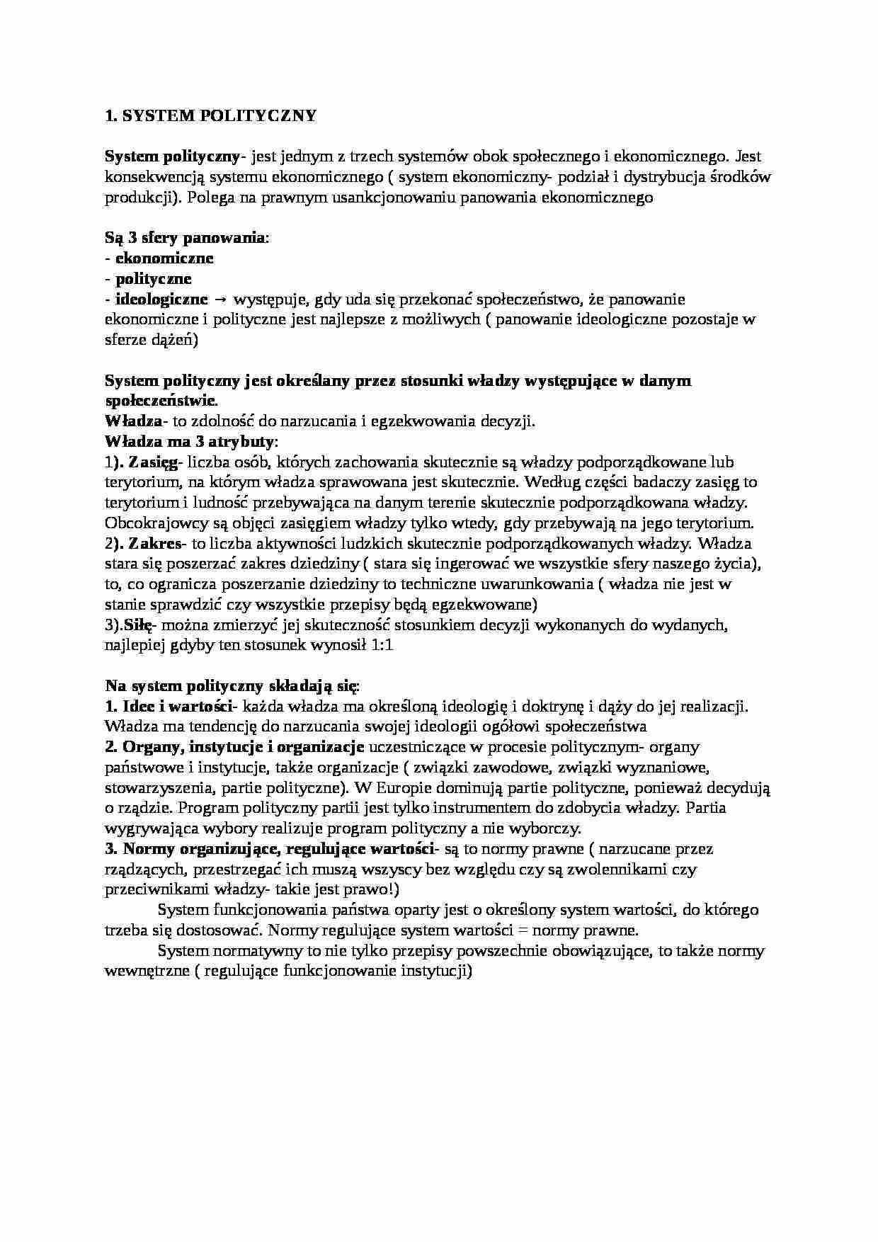 System polityczny - pojęcie  - strona 1