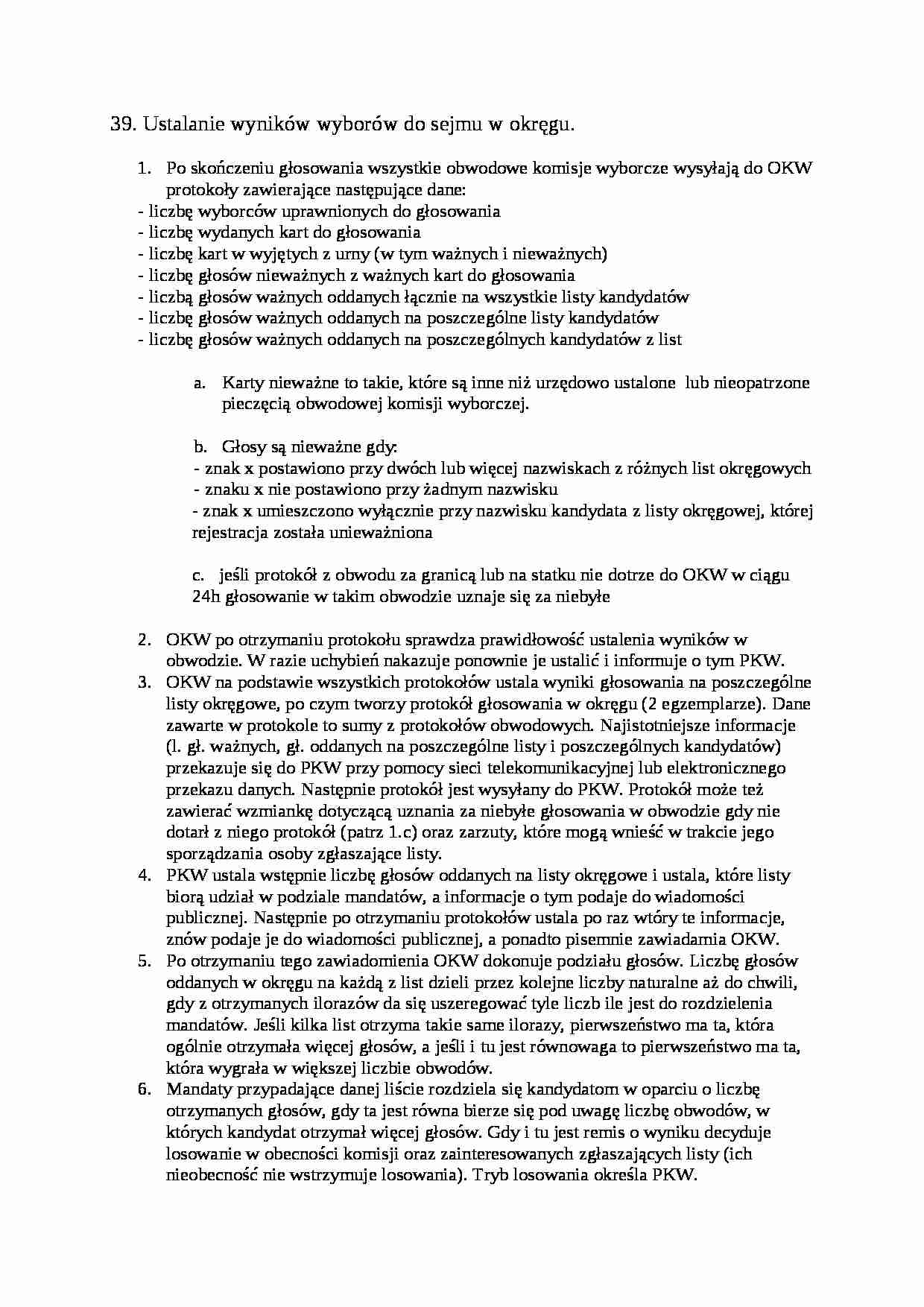 Ustalanie wyników wyborów do Sejmu w okręgu - strona 1