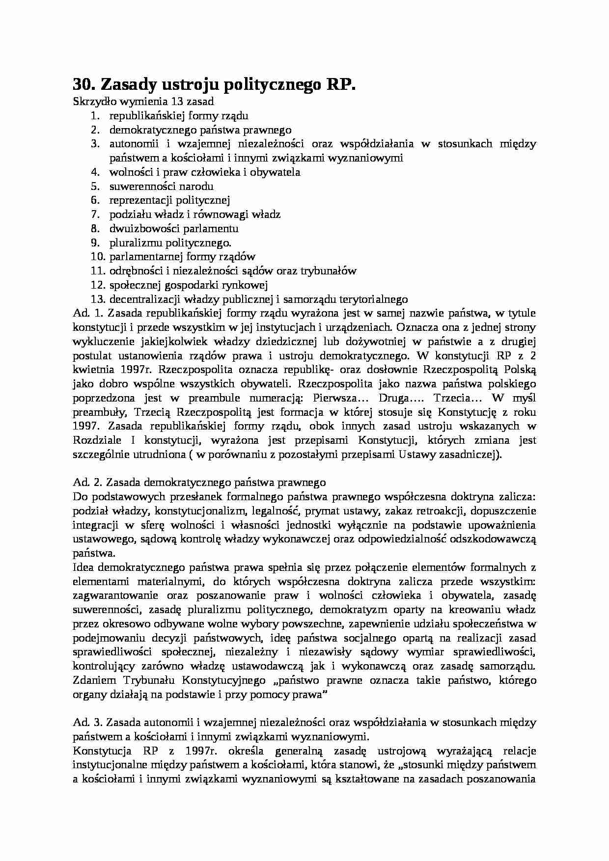 Zasady ustroju politycznego RP - strona 1