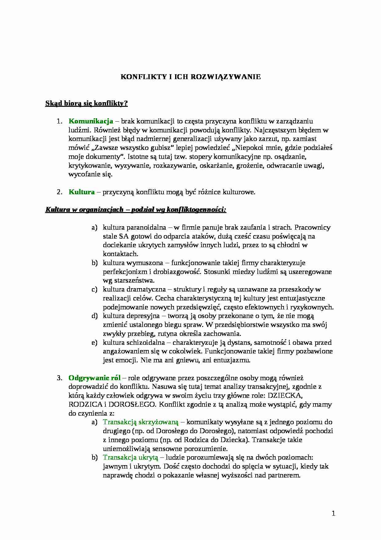 Konflikty i ich rozwiązywanie  - strona 1