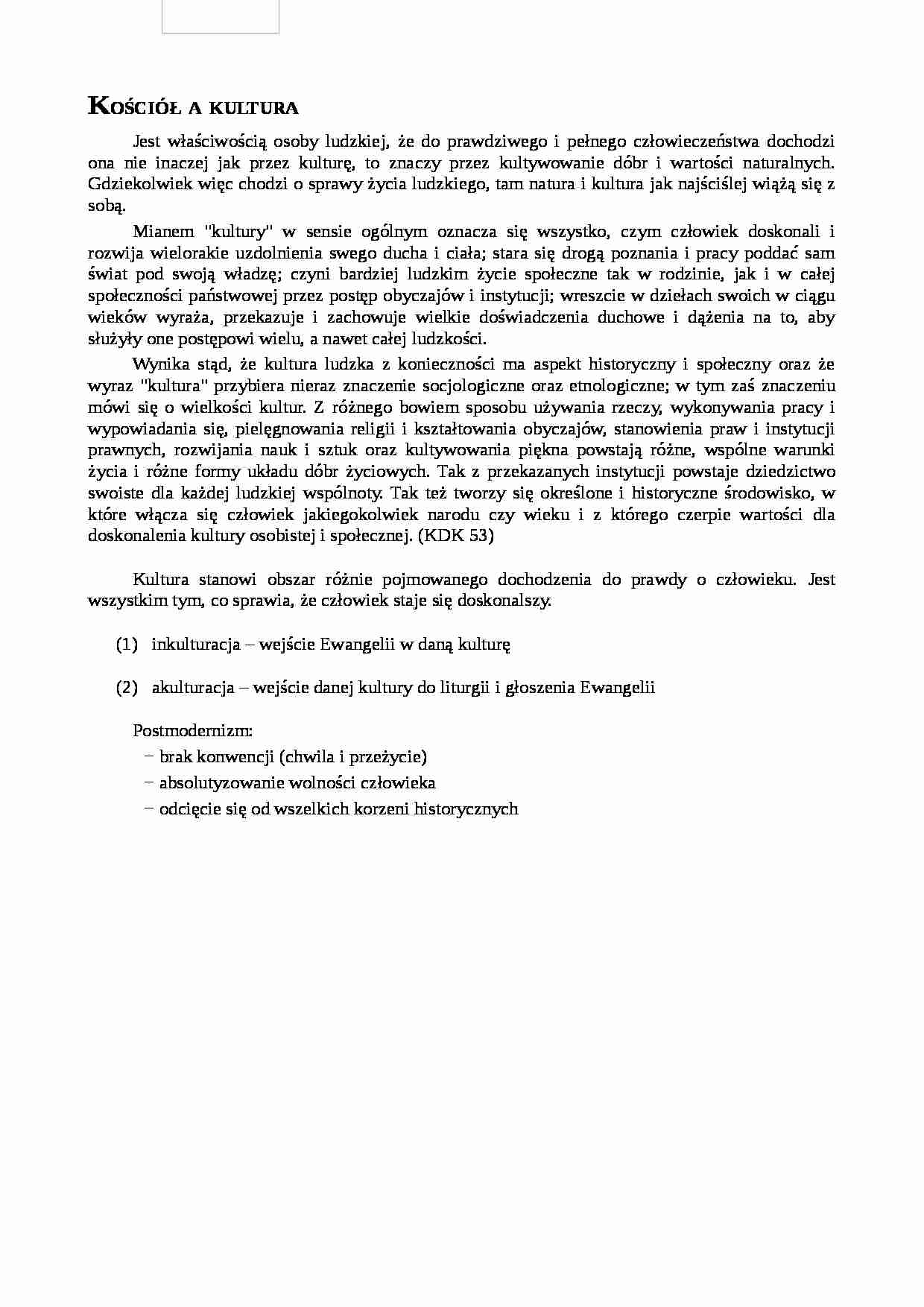 Kościół a kultura - Postmodernizm - strona 1