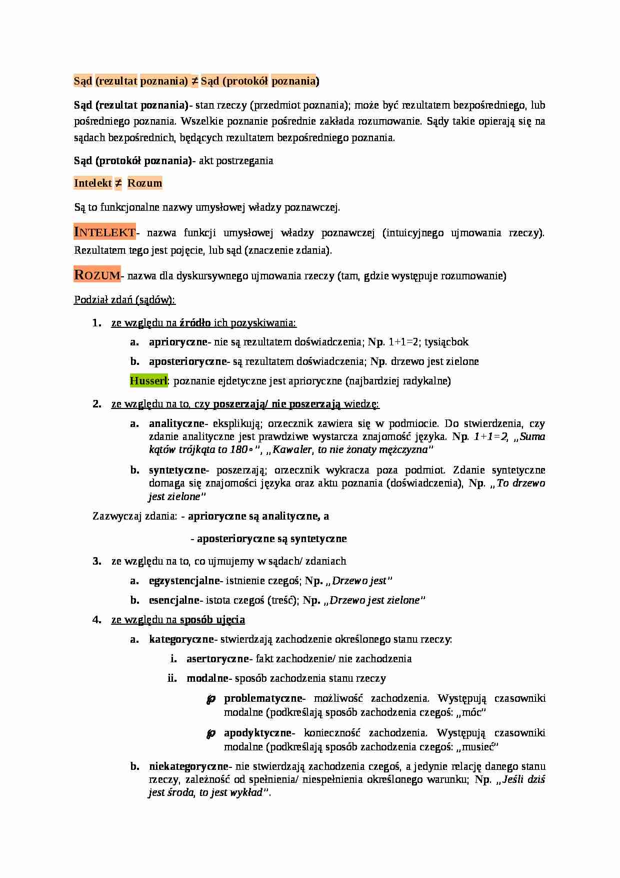 Sąd jako rezultat poznania i protokół  - strona 1