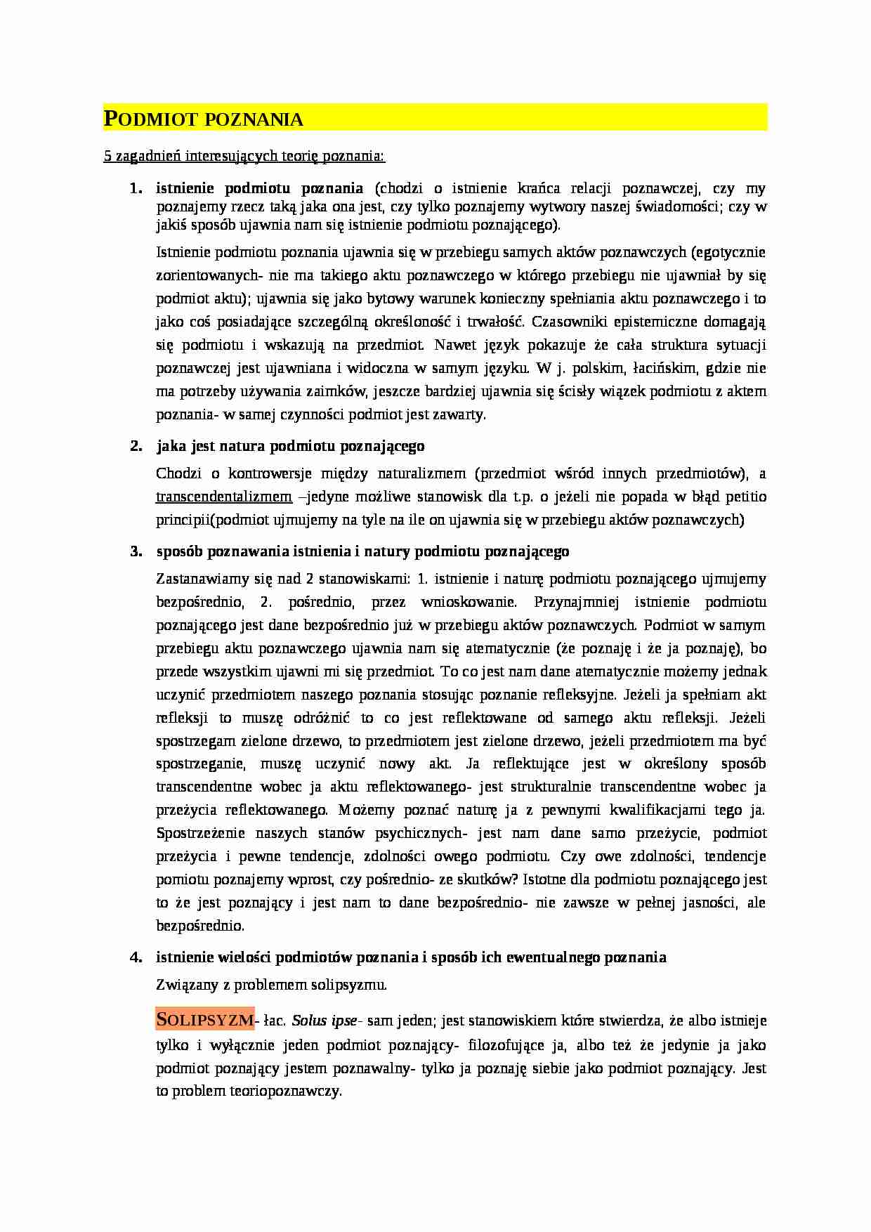 Podmiot poznania - strona 1