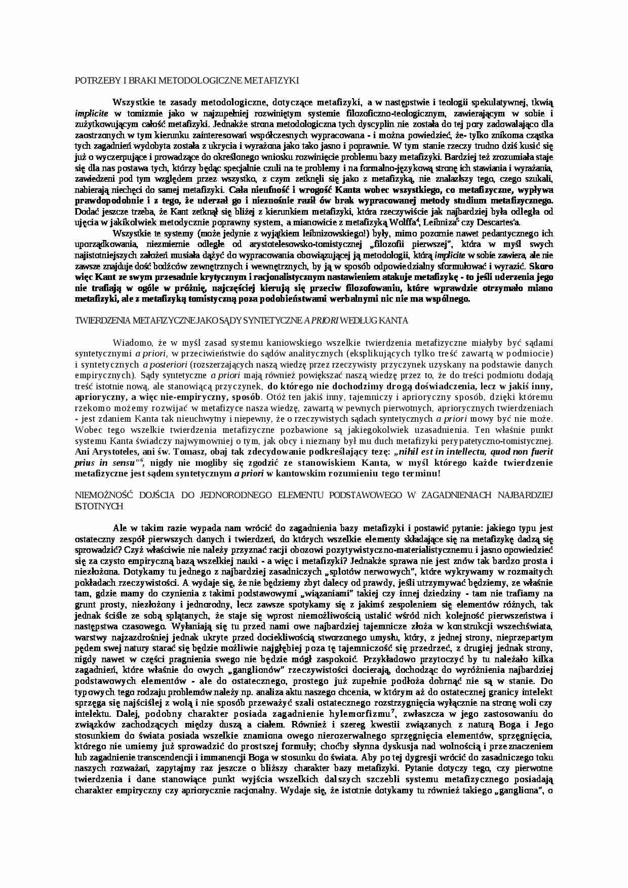 Potrzeby i braki metodologiczne metafizyki - strona 1