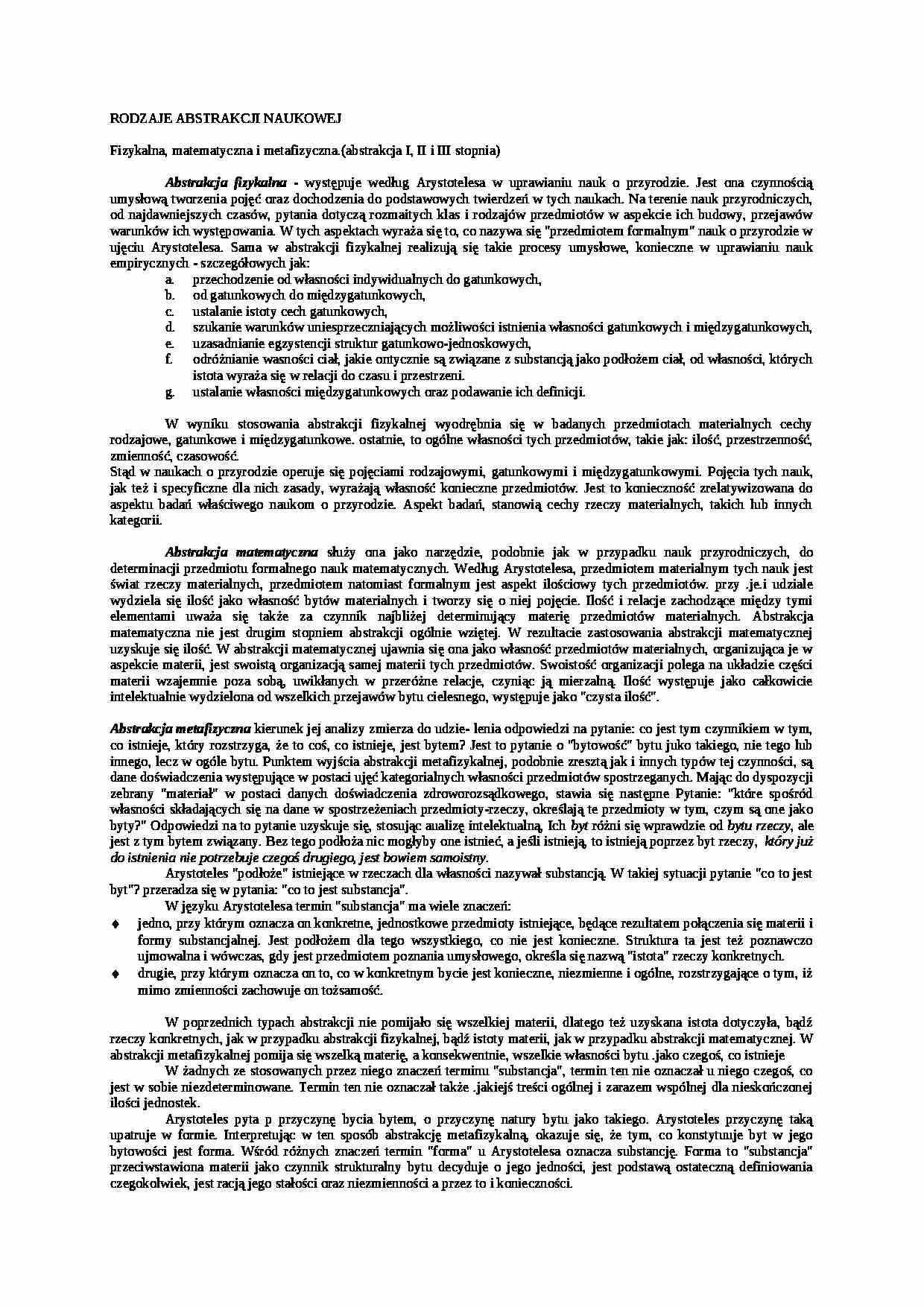 Rodzaje abstrakcji naukowej - strona 1