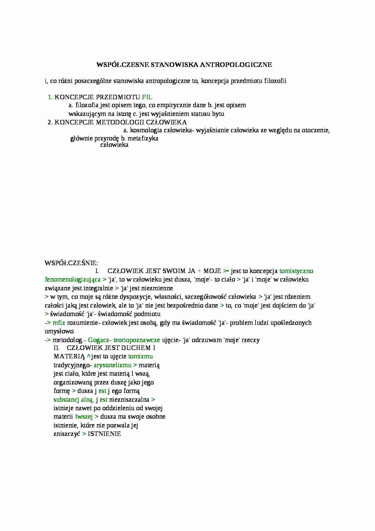 Współczesne stanowiska antropologiczne - strona 1