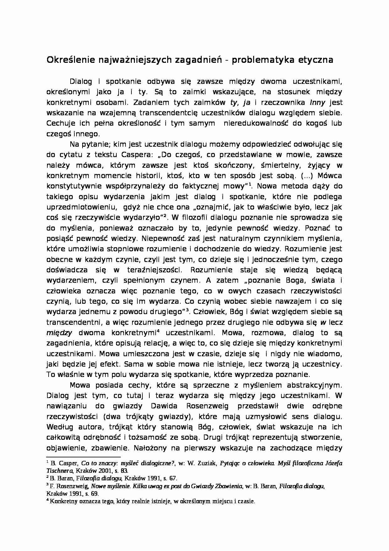 Określenie najważniejszych zagadnień - problematyka etyczna - strona 1