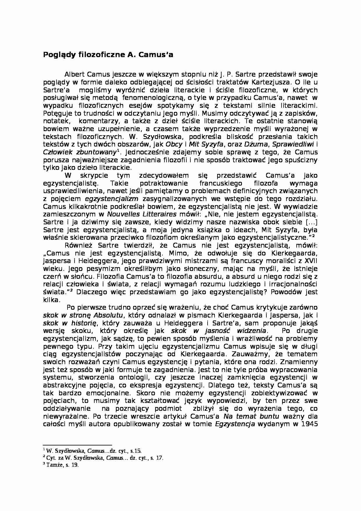 Poglądy filozoficzne A. Camus'a - strona 1