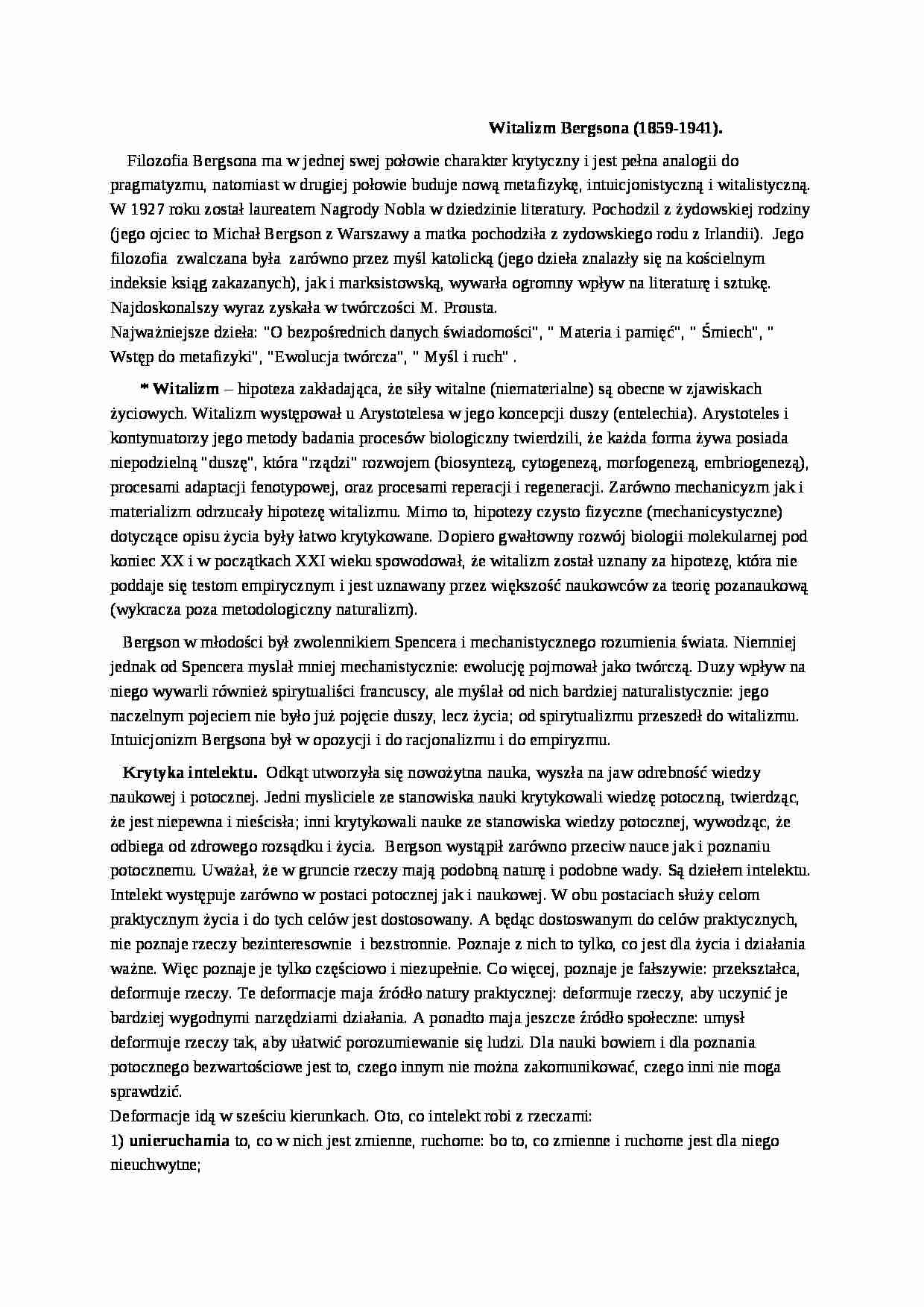 Witalizm Bergsona - strona 1