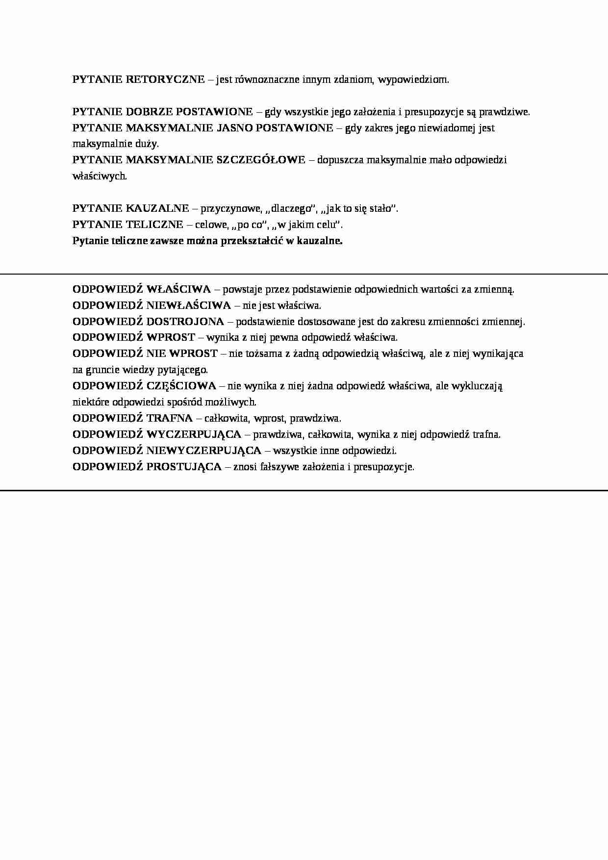 Rodzaje pytań i odpowiedzi - strona 1