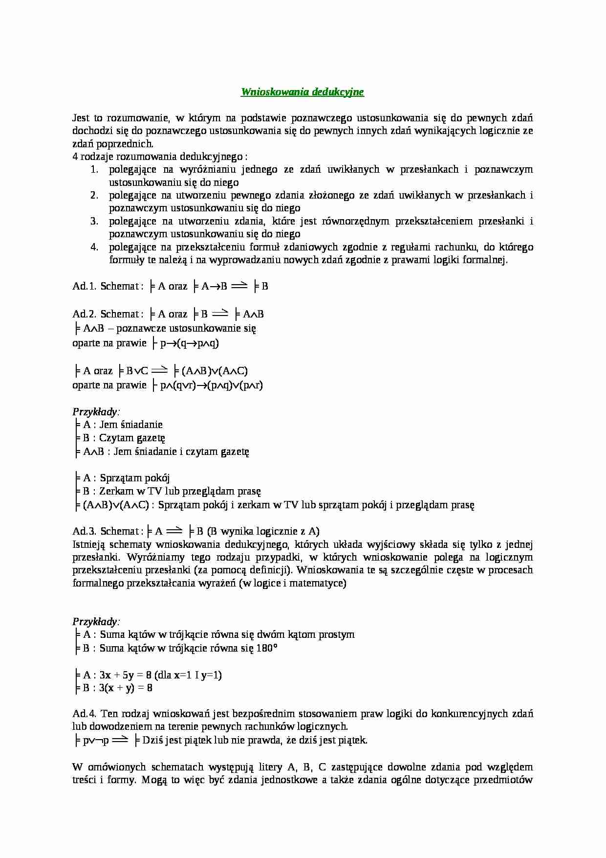 Wnioskowania dedukcyjne - strona 1