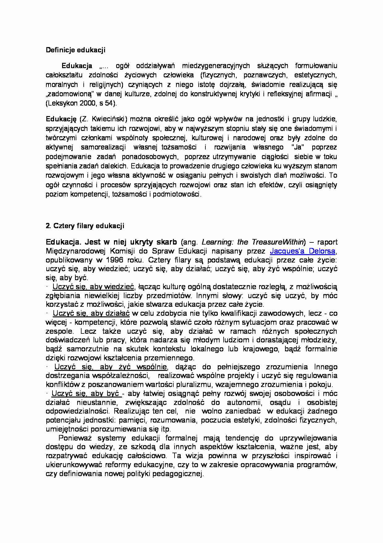 Edukacja - definicje  - strona 1