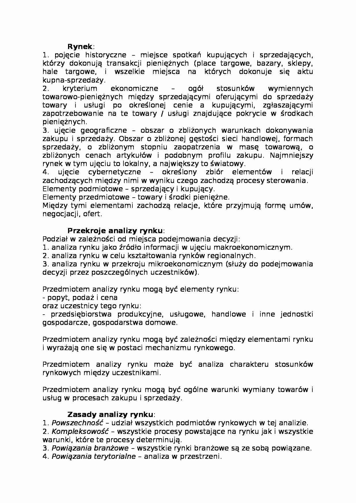 Analiza rynku - ćwiczenia - strona 1