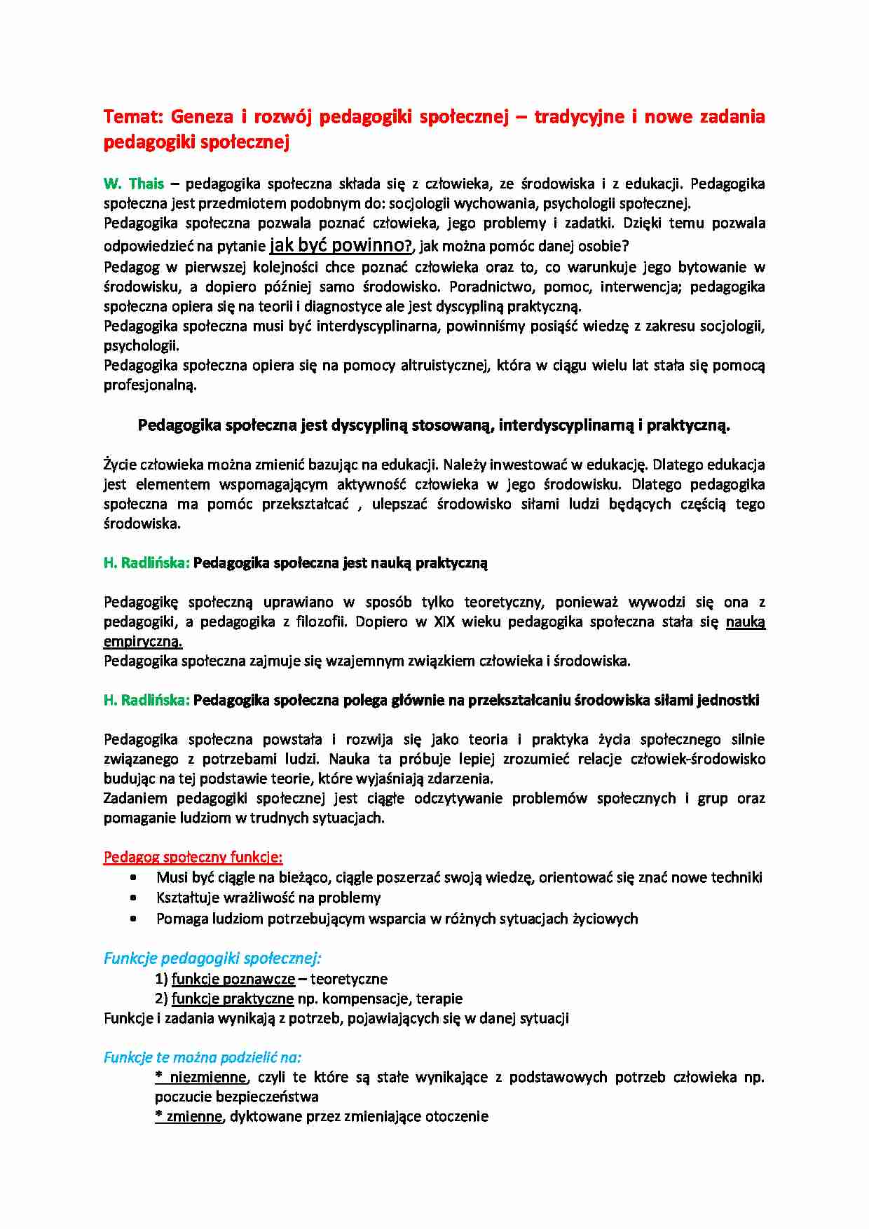 Geneza i rozwój pedagogiki społecznej  - strona 1