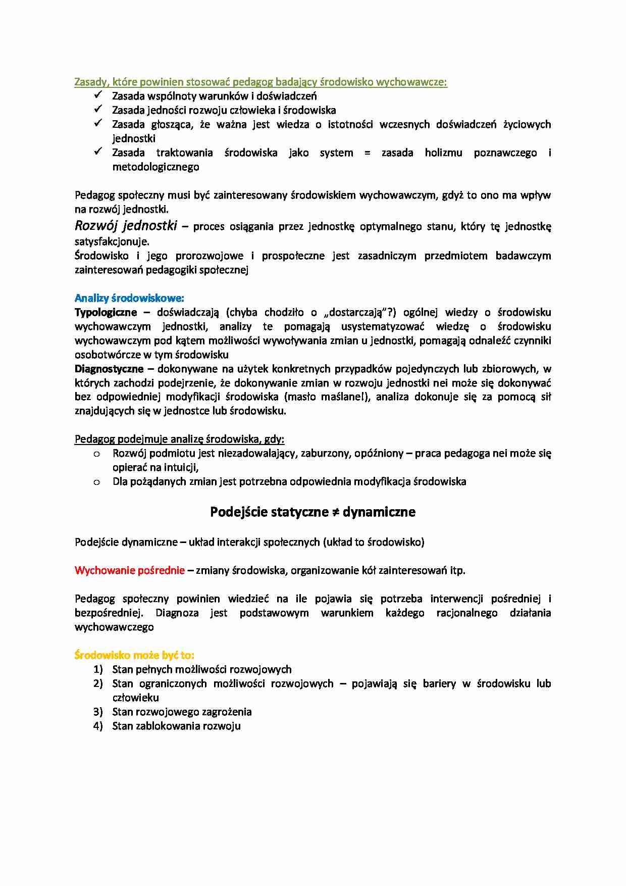 Zasady pedagoga badającego środowisko - strona 1