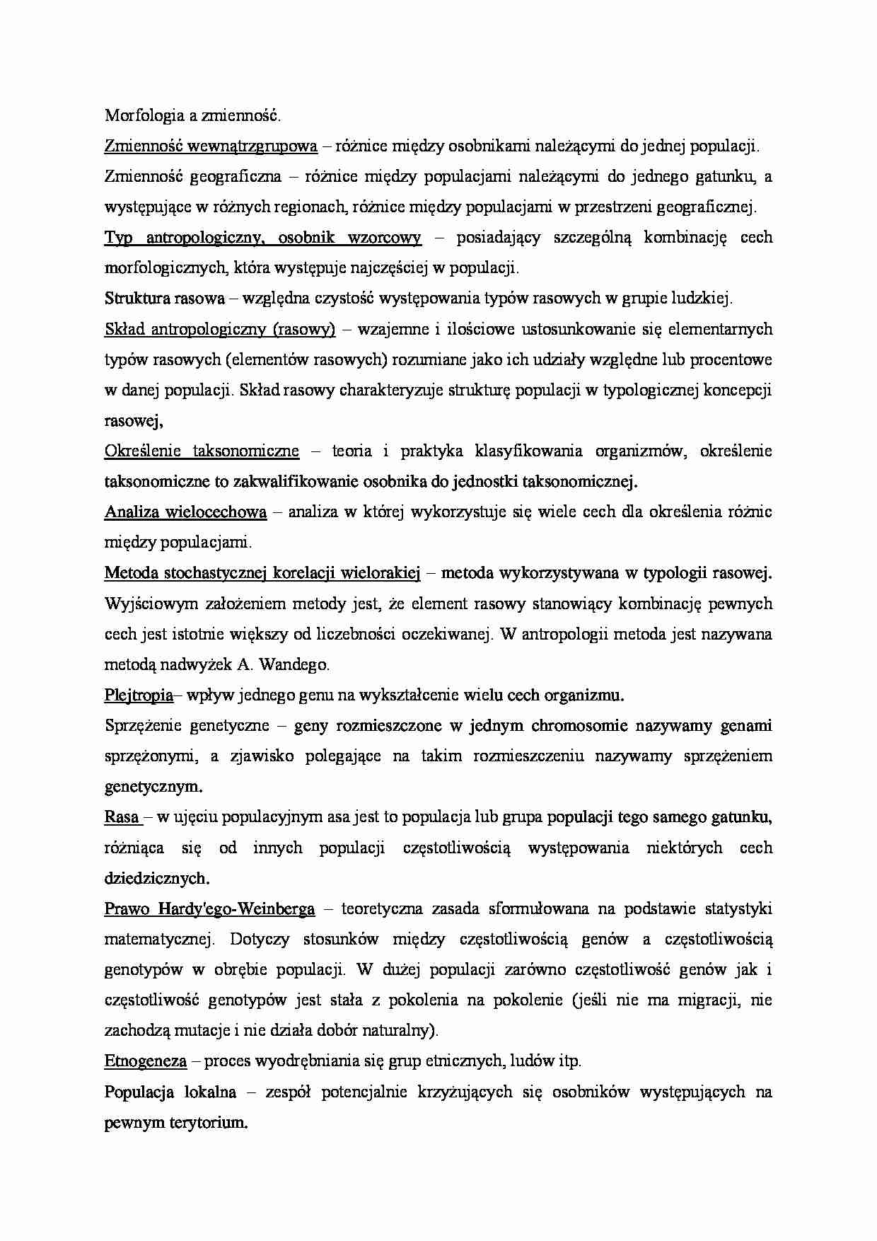 Morfologia a zmienność - wykład  - strona 1