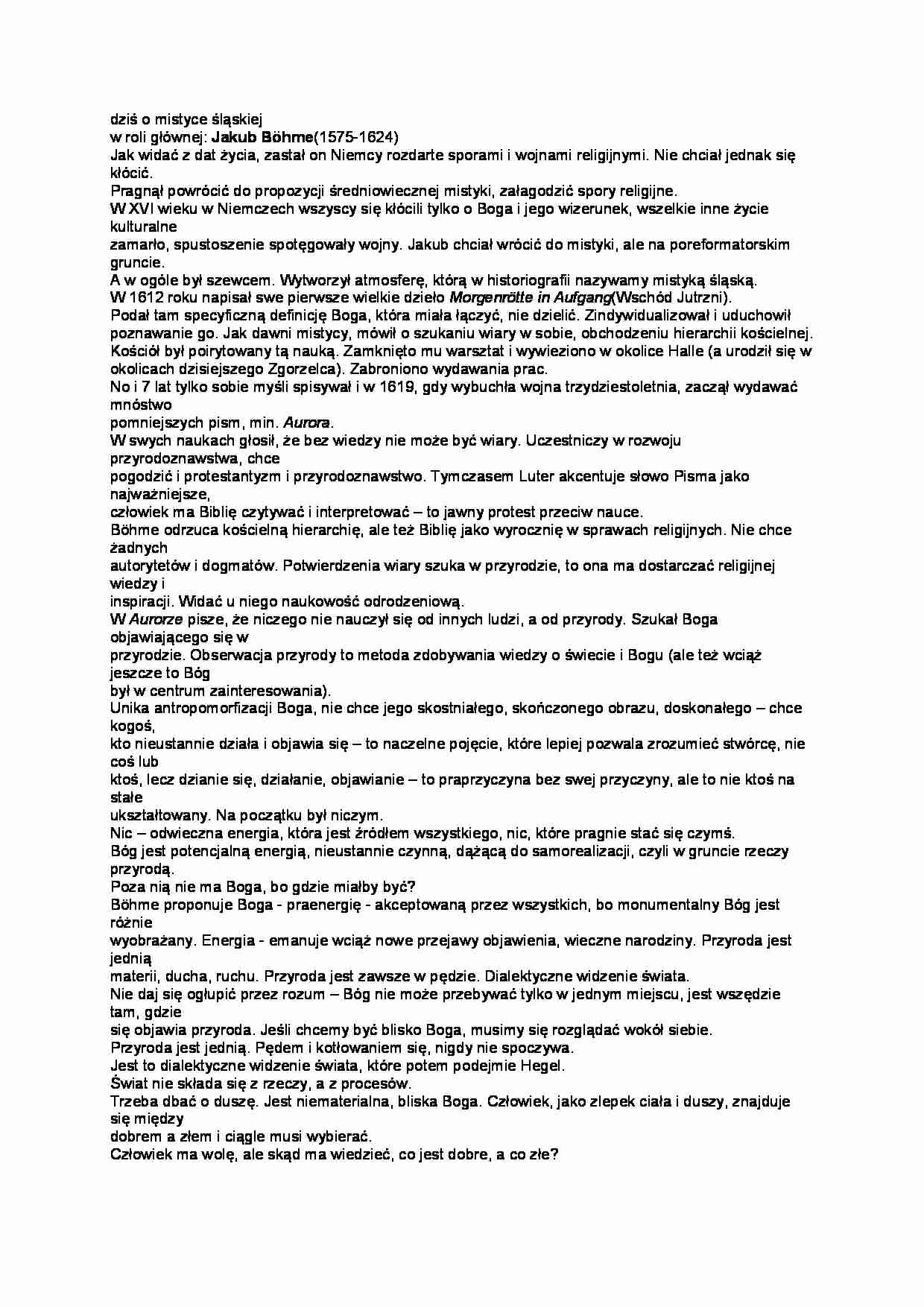 Jakub Böhme - wykład  - strona 1