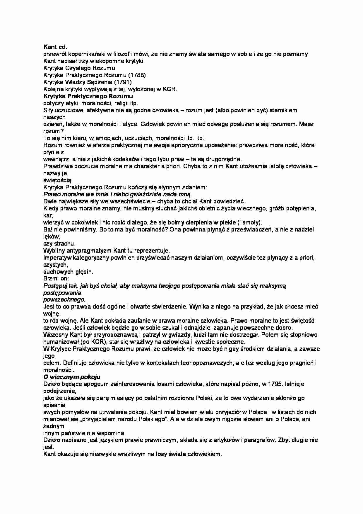 Krytyka Praktycznego Rozumu - wykład  - strona 1