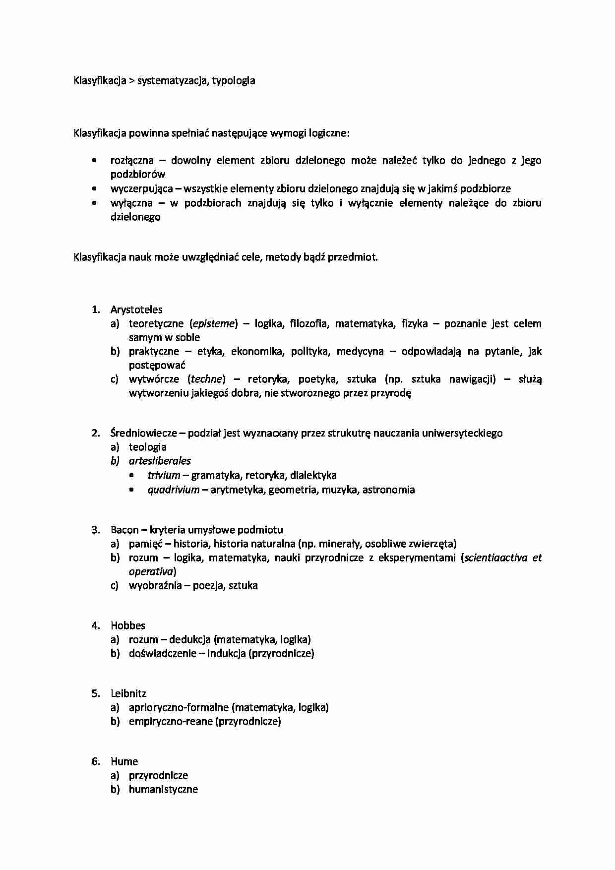 Klasyfikacja i systematyzacja nauki  - strona 1