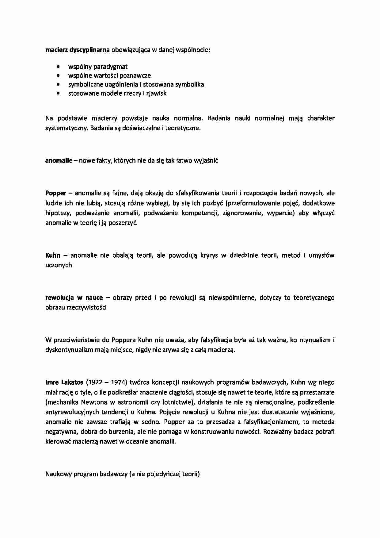 Kuhn, Popper, Imre Lakatos - strona 1