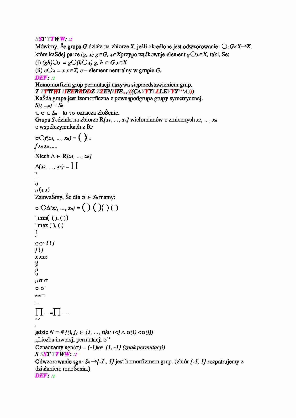 Grupy symetryczne - strona 1