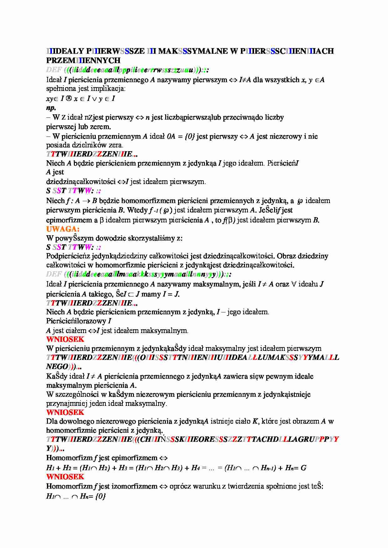 Ideały pierwsze i maksymalne - strona 1