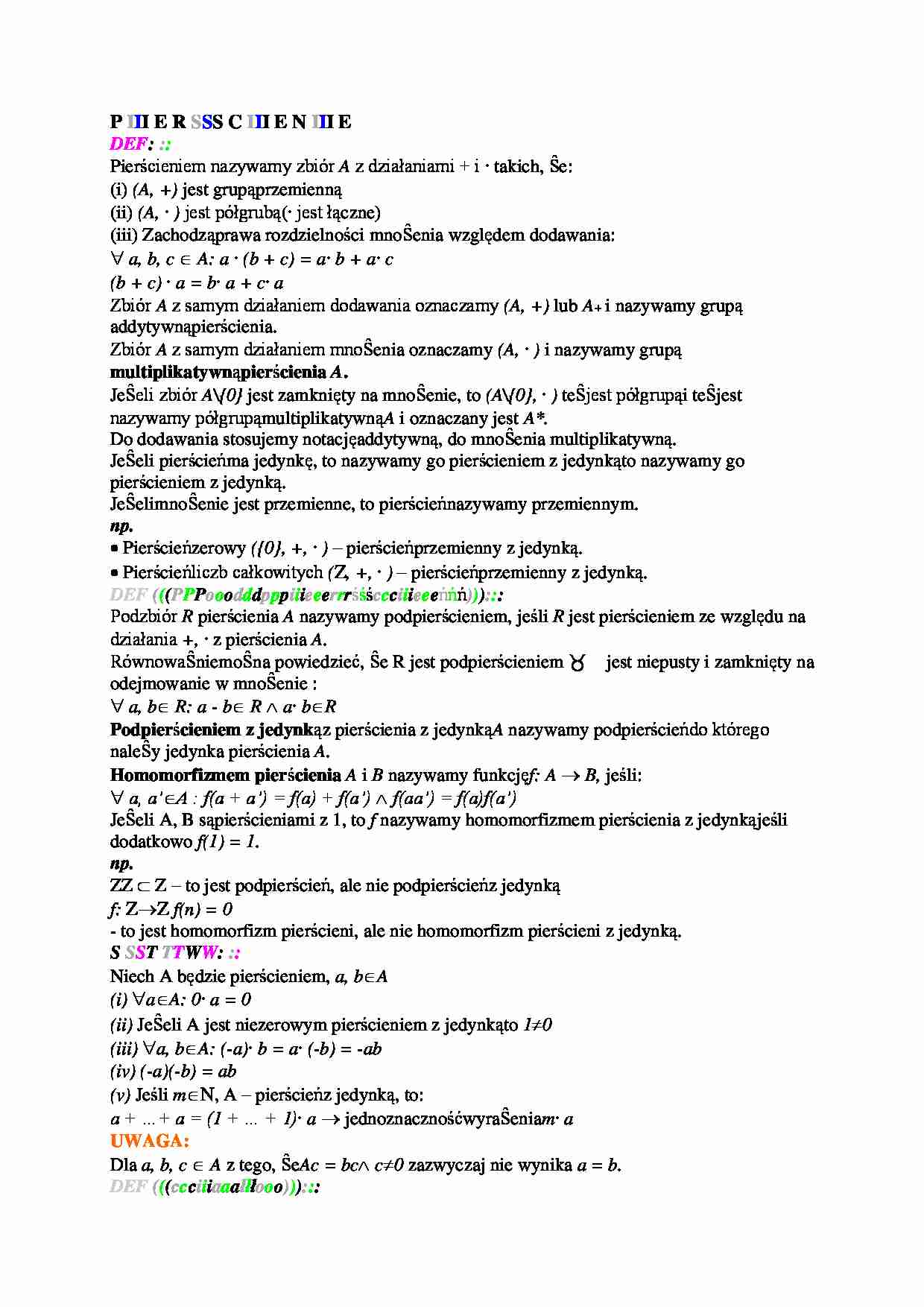 Pierścienie - omówienie  - strona 1